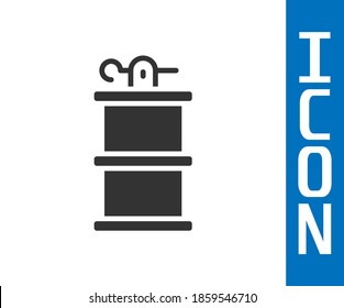 Grey Hand smoke grenade icon isolated on white background. Bomb explosion.  Vector