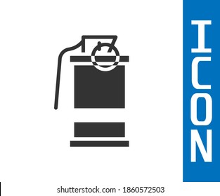 Grey Hand smoke grenade icon isolated on white background. Bomb explosion.  Vector