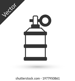 Grey Hand smoke grenade icon isolated on white background. Bomb explosion.  Vector