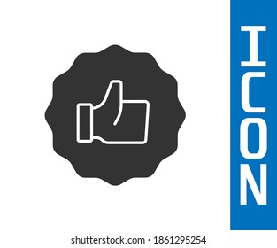 Grey Hand thumb up icon isolated on white background.  Vector