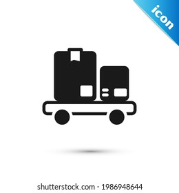 Grey Hand truck and boxes icon isolated on white background. Dolly symbol.  Vector