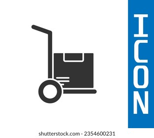 Grey Hand truck and boxes icon isolated on white background. Dolly symbol.  Vector Illustration