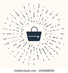 Grey Handbag icon isolated on beige background. Female handbag sign. Glamour casual baggage symbol. Abstract circle random dots. Vector Illustration