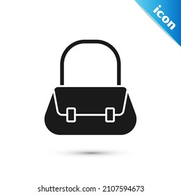 Grey Handbag icon isolated on white background. Female handbag sign. Glamour casual baggage symbol.  Vector Illustration