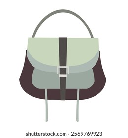 Grey handbag for women, female fashion bag flat icon illustration, gray purses front view, ladies bag design vector