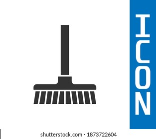 Grey Handle broom icon isolated on white background. Cleaning service concept.  Vector