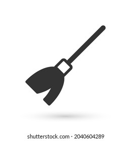 Icono de la escoba Gray Handle aislado en fondo blanco. El concepto de servicio de limpieza.  Vector