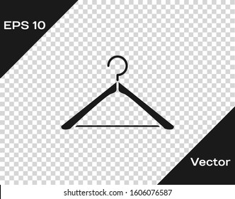 Grey Hanger wardrobe icon isolated on transparent background. Cloakroom icon. Clothes service symbol. Laundry hanger sign.  Vector Illustration