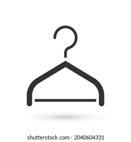 Grey Hanger wardrobe icon isolated on white background. Cloakroom icon. Clothes service symbol. Laundry hanger sign.  Vector