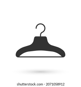 Grey Hanger wardrobe icon isolated on white background. Cloakroom icon. Clothes service symbol. Laundry hanger sign.  Vector