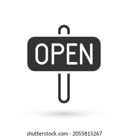 Grey Hanging sign with text Open door icon isolated on white background.  Vector