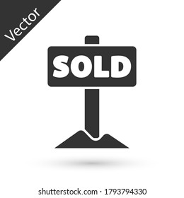 Grey Hanging sign with text Sold icon isolated on white background. Sold sticker. Sold signboard. Vector