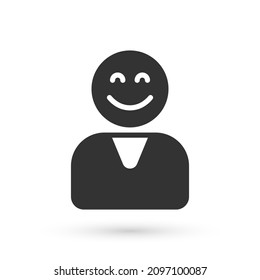 Grey Happy customer icon isolated on white background.  Vector