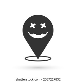 Grey Happy Halloween holiday icon isolated on white background.  Vector