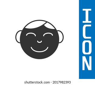 Grey Happy little boy head icon isolated on white background. Face of baby boy.  Vector