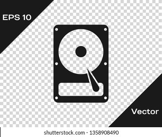 Grey Hard disk drive (HDD) icon isolated on transparent background. Vector Illustration