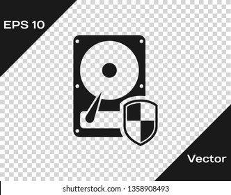Grey Hard disk drive (HDD) protection icon isolated on transparent background. Vector Illustration