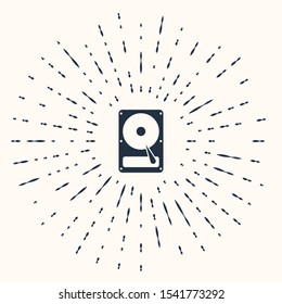 Grey Hard disk drive HDD icon isolated on beige background. Abstract circle random dots. Vector Illustration