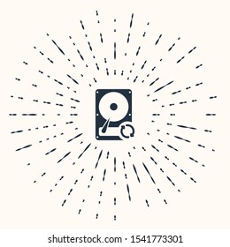 Grey Hard disk drive HDD sync refresh icon isolated on beige background. Abstract circle random dots. Vector Illustration