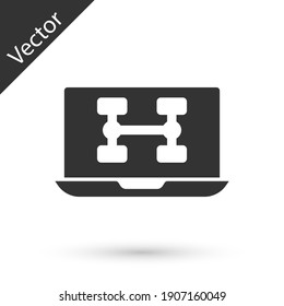 Grey Hardware diagnostics condition of car icon isolated on white background. Car service and repair parts. Vector.