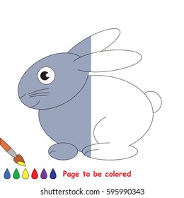 Grey Hare, the coloring book to educate preschool kids with easy gaming level, the kid educational game to color the colorless half by sample.
