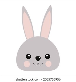 Grey Hare head for Easter design. Vector isolated image for holiday design
