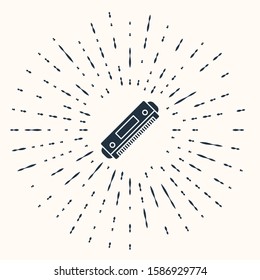 Grey Harmonica icon isolated on beige background. Musical instrument. Abstract circle random dots. Vector Illustration