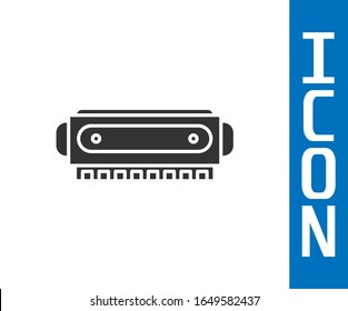 Grey Harmonica icon isolated on white background. Musical instrument.  Vector Illustration