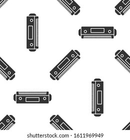 Grey Harmonica icon isolated seamless pattern on white background. Musical instrument.  Vector Illustration