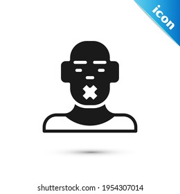 Cabeza gris de ícono de sordo y hombre aislado en fondo blanco. para abrir el Navegador. Concepto de discapacidad.  Vector