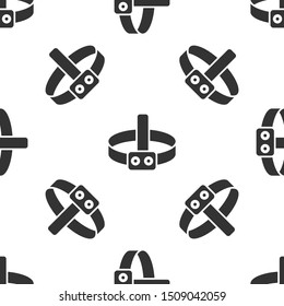 Grey Head flashlight icon isolated seamless pattern on white background. Tourist head flashlight. Camping head light.  Vector Illustration