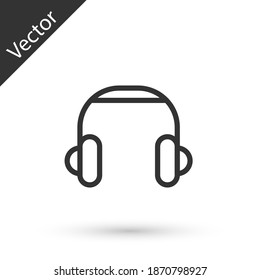 Grey Headphones icon isolated on white background. Earphones. Concept for listening to music, service, communication and operator. Vector.