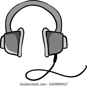 Grey headphones, illustration, vector on white background.