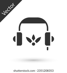 Grey Headphones for meditation icon isolated on white background.  Vector