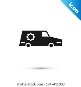 Grey Hearse car icon isolated on white background.  Vector