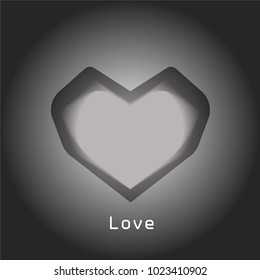 Grey heart. Complex shadows. Place for your text.

