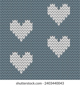 Patrón de punto de diseño gris y cardíaco. patrón vector de punto. Patrón de gradiente sin soldadura para ropa, papel envolvente, fondo, fondo, tarjeta de regalo.
