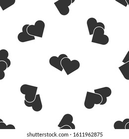 Grey Heart icon isolated seamless pattern on white background. Romantic symbol linked, join, passion and wedding. Valentine day symbol.  Vector Illustration