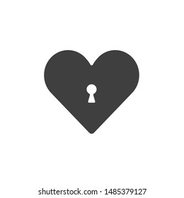 grey heart love flat simple keyhole lock