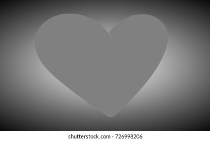 The grey heart on black background