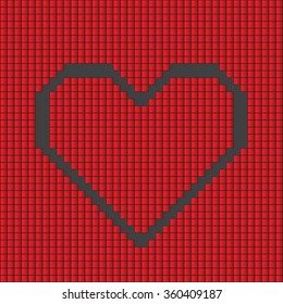 Grey heart on a red geometric background.