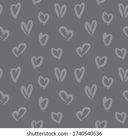 Grey Heart shaped Valentine’s Day seamless pattern background for fashion textiles, graphics