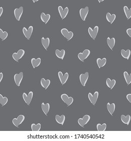 Grey Heart shaped Valentine’s Day seamless pattern background for fashion textiles, graphics