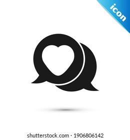 Grey Heart in speech bubble icon isolated on white background.  Vector