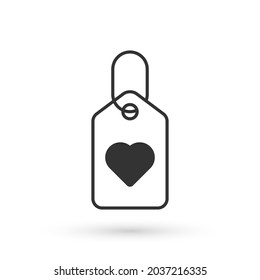Grey Heart tag icon isolated on white background. Love symbol. Valentine day symbol.  Vector