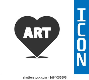 Grey Heart with text art icon isolated on white background.  Vector Illustration