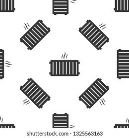 Grey Heating radiator icon isolated seamless pattern on white background. Vector Illustration