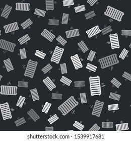 Grey Heating radiator icon isolated seamless pattern on black background.  Vector Illustration