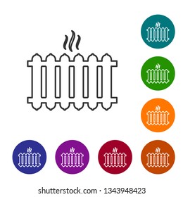 Grey Heating radiator line icon isolated on white background. Vector Illustration