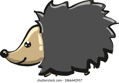 Grey hedgehog, illustration, vector on white background.